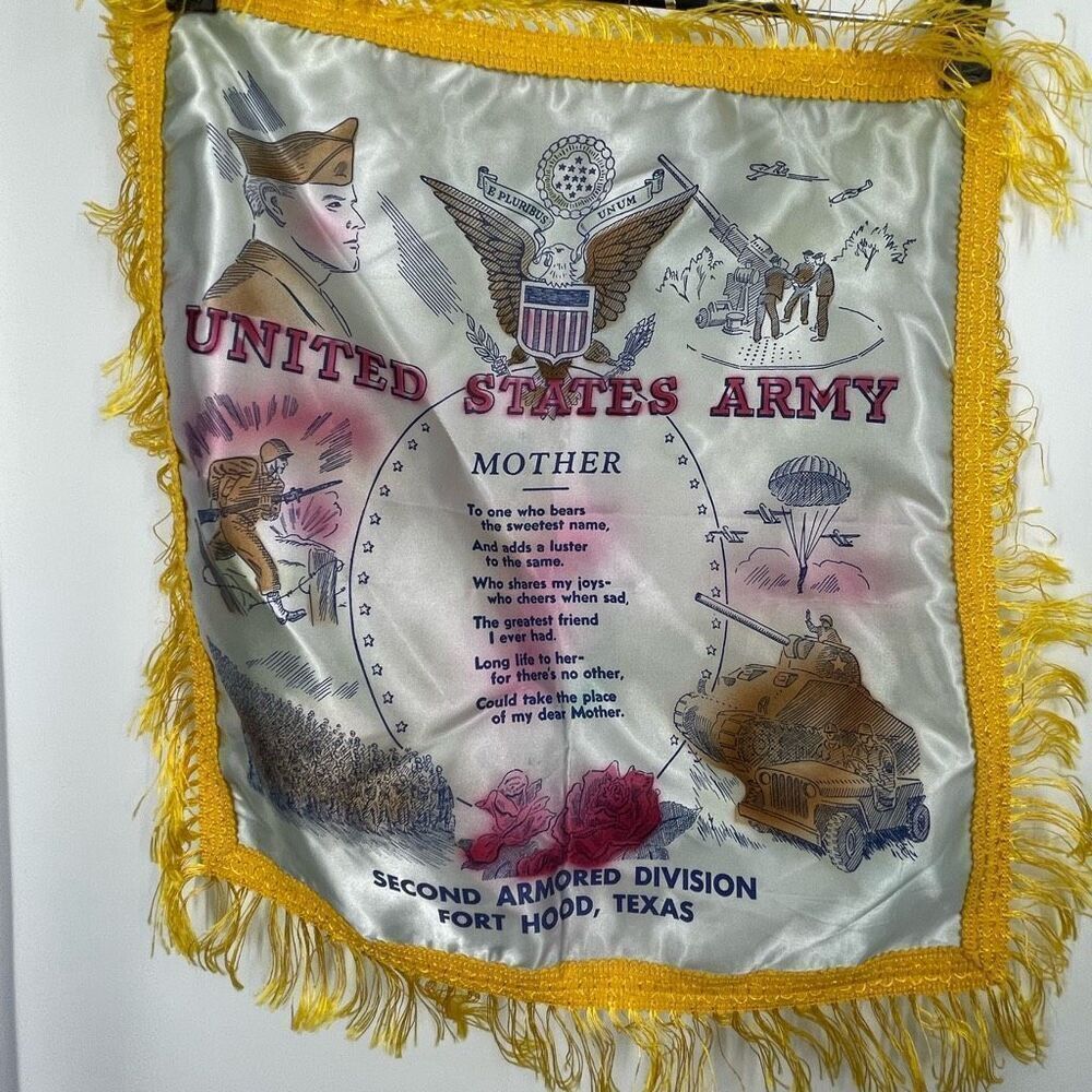 1940’s WWII U.S.Army Fort Hood , Texas pillow sham 17.5” square .